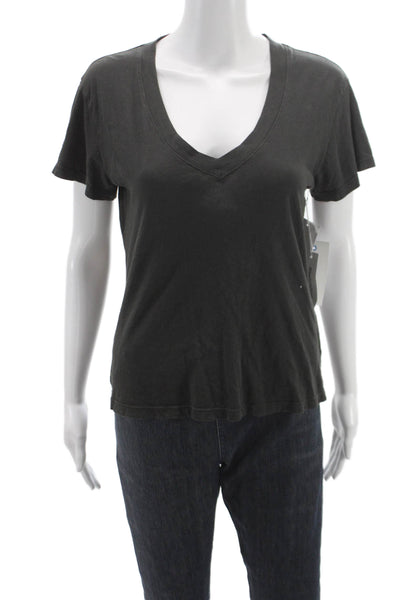 Perfect White Tee Womens Basic Gray V-Neck Cotton Short Sleeve T-Shirt Size XS