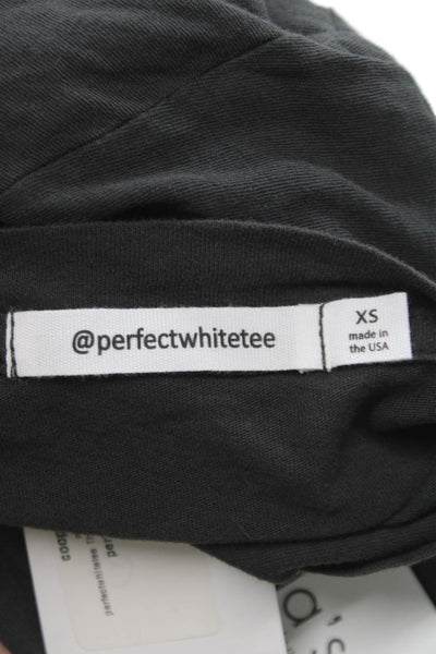 Perfect White Tee Womens Basic Gray V-Neck Cotton Short Sleeve T-Shirt Size XS