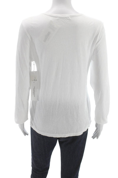 Perfect White Tee Womens Basic Cotton Long Sleeve Tee Size M