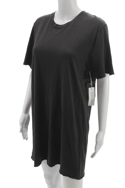 Perfect White Tee Womens Gray Cotton T Shirt Dress Short Sleeve Crewneck Size XS