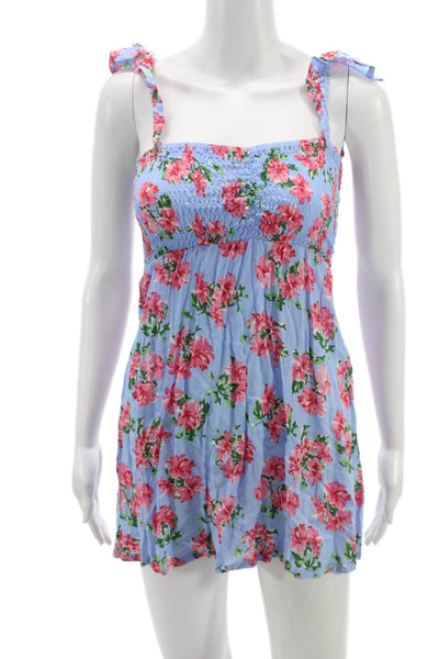 Tiare Hawaii Girls Floral Sleeveless Dress Blue Size S