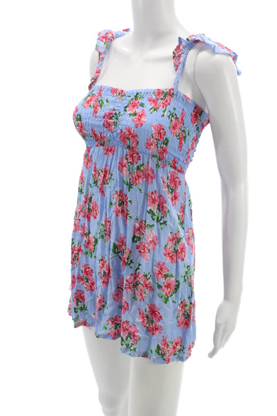Tiare Hawaii Girls Floral Sleeveless Dress Blue Size S