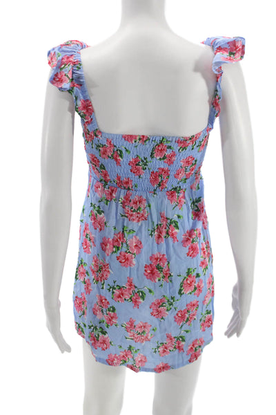 Tiare Hawaii Girls Floral Sleeveless Dress Blue Size S