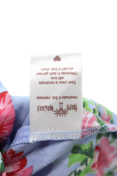 Tiare Hawaii Girls Floral Sleeveless Dress Blue Size S