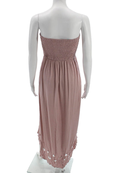 Tiare Hawaii Women Maxi Dress Pink Rayon Square Neck Sleeveless Pullover Size S