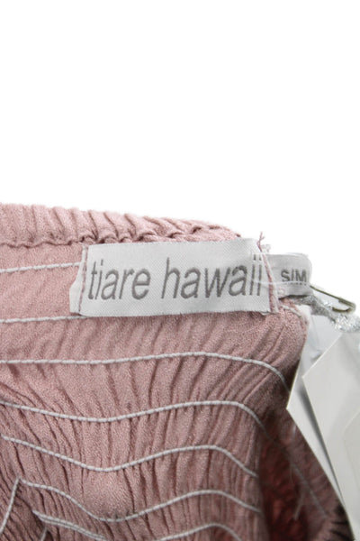 Tiare Hawaii Women Maxi Dress Pink Rayon Square Neck Sleeveless Pullover Size S