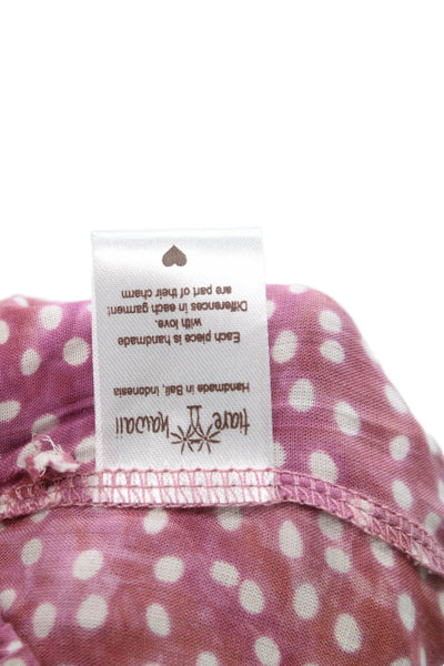 Tiare Hawaii Womens Pink Polka Dot Mini Dress Square Neck Short Sleeve Size One