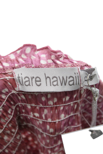 Tiare Hawaii Womens Pink Polka Dot Mini Dress Square Neck Short Sleeve Size One