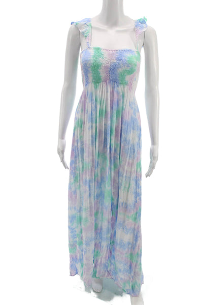 Tiare Hawaii Womens Maxi Tie Dye Rayon Dress Multicolor Size One Size