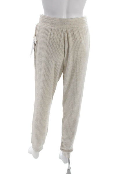 Splendid Womens Jogger Pants Beige Ribbed Knit Striped Drawstring Size XS
