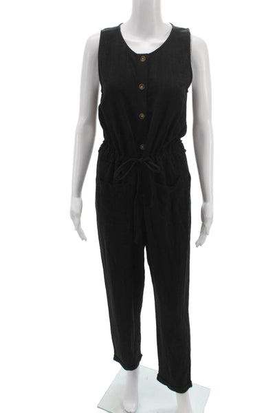 Splendid Women Sleeveless Black Viscose Jumpsuit Round Neck Size XS