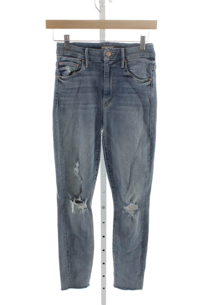 Mother Women Ankle Jeans Blue Cotton Mid Rise Inseam 27 Size 24