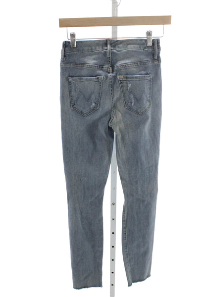 Mother Women Ankle Jeans Blue Cotton Mid Rise Inseam 27 Size 24