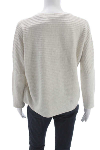Splendid Women Ivory Striped Cotton Blend Crewneck Pullover Long Sleeve Size XS