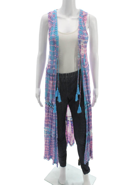 Tiare Hawaii Womens Tie Dye Vest Multicolor Boho Sleeveless Size One Size