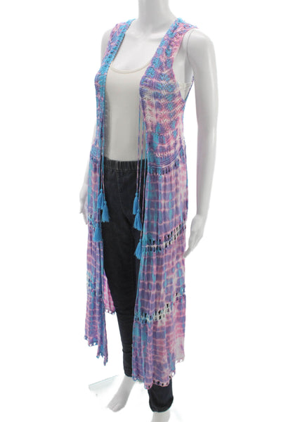 Tiare Hawaii Womens Tie Dye Vest Multicolor Boho Sleeveless Size One Size