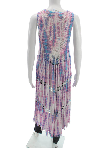 Tiare Hawaii Womens Tie Dye Vest Multicolor Boho Sleeveless Size One Size