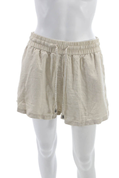 Zara Womens Beige Linen Blend Drawstring Shortall Spring Size M