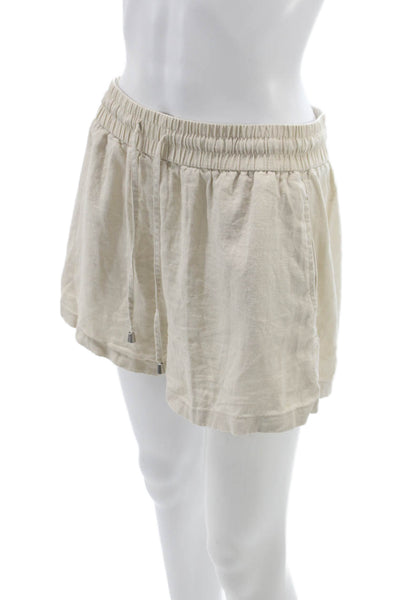 Zara Womens Beige Linen Blend Drawstring Shortall Spring Size M