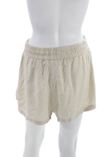 Zara Womens Beige Linen Blend Drawstring Shortall Spring Size M