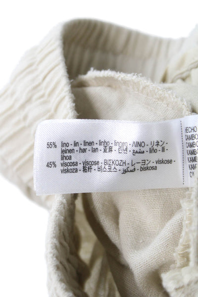 Zara Womens Beige Linen Blend Drawstring Shortall Spring Size M