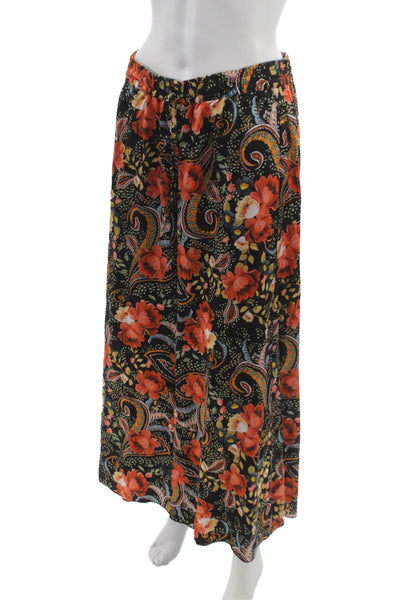Johnny Was Womens Dress Pants Black Floral Silk Stretch Size S