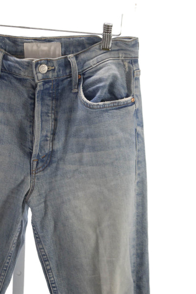 Mother Superior Womens Straight Blue Jeans Button Cotton Blend Size 27