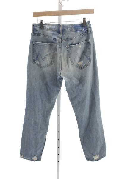 Mother Superior Womens Straight Blue Jeans Button Cotton Blend Size 27