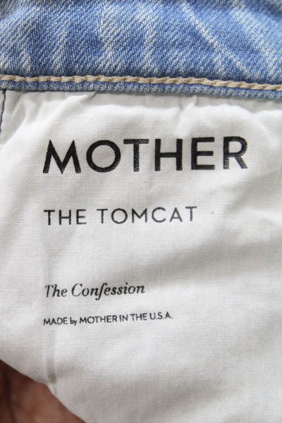 Mother Superior Womens Straight Blue Jeans Button Cotton Blend Size 27