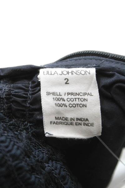 Ulla Johnson Women Cropped Halter Tank Black Cotton Sleeveless Tie Size 2