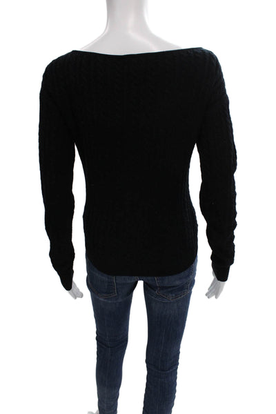 J Crew Women Pullover Sweater V-Neck 100% Merino Wool Black Long Sleeve Size S