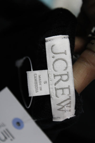 J Crew Women Pullover Sweater V-Neck 100% Merino Wool Black Long Sleeve Size S