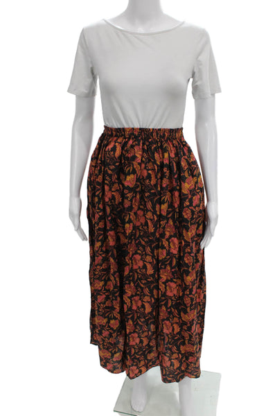 Matteau Women Long Dress Multicolor Floral Cotton Tie V-Neck Size 2