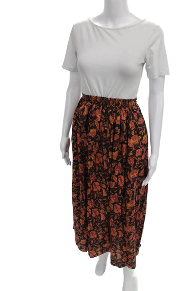 Matteau Women Long Dress Multicolor Floral Cotton Tie V-Neck Size 2