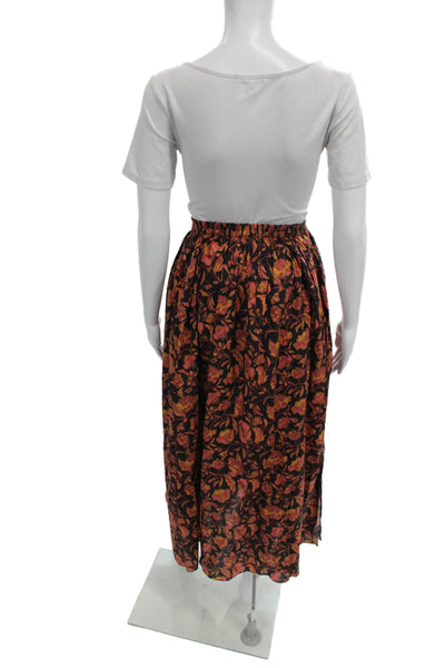 Matteau Women Long Dress Multicolor Floral Cotton Tie V-Neck Size 2