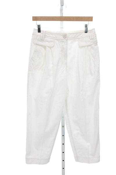 Aje Womens Cropped White Cotton Pants Size 8