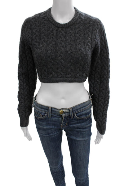 Favorite Daughter Women Gray Cable Knit Merino Cashmere Pullover Sweater Size S