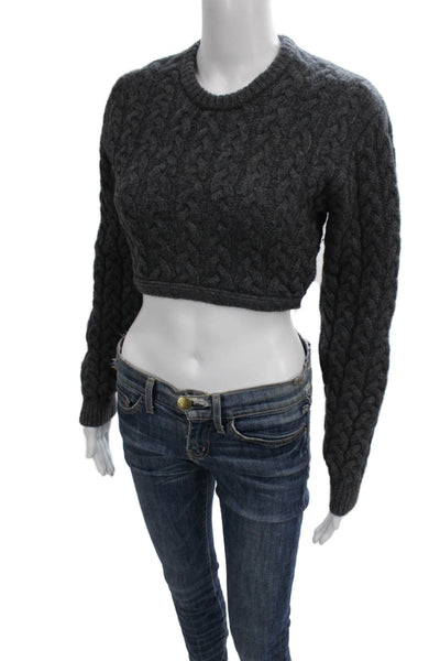 Favorite Daughter Women Gray Cable Knit Merino Cashmere Pullover Sweater Size S
