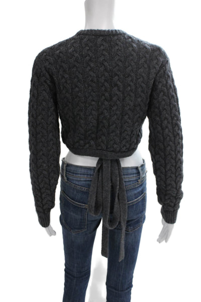 Favorite Daughter Women Gray Cable Knit Merino Cashmere Pullover Sweater Size S