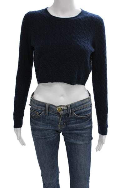 J Crew Women Cashmere Crew Neck Pullover Sweater Blue Long Sleeve Size S