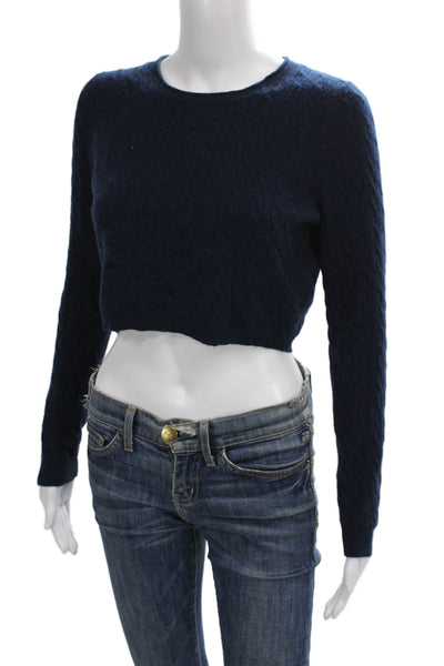 J Crew Women Cashmere Crew Neck Pullover Sweater Blue Long Sleeve Size S