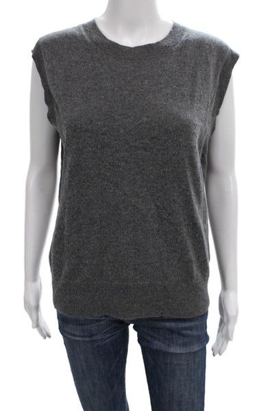 J Crew Women Cashmere Sweater Vest Gray Sleeveless Crew Neck Solid Size XS