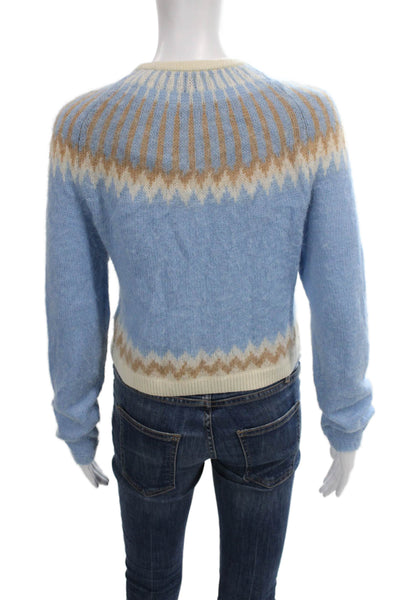 J Crew Womens Cardigan Fair Isle V Neck Blue Long Sleeve Size XS