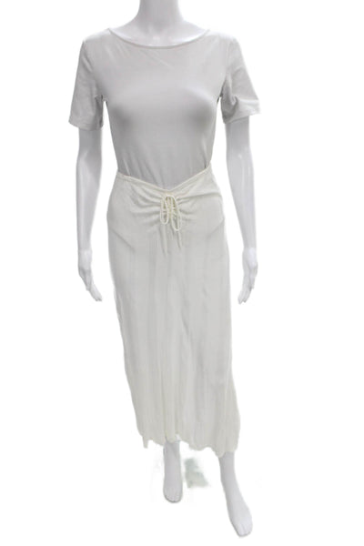Devon Windsor Womens White Maxi Skirt Viscose Lyocell Drawstring Size S