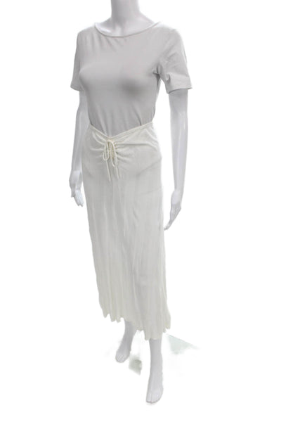 Devon Windsor Womens White Maxi Skirt Viscose Lyocell Drawstring Size S