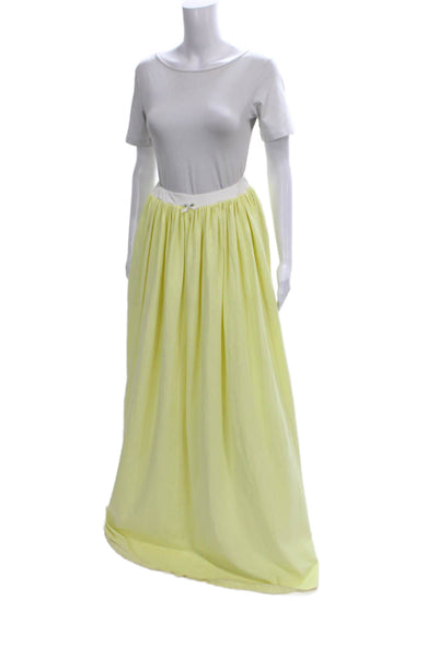 Rowen Rose Women Maxi Skirt Yellow Pull On Long Size 36