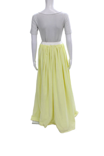 Rowen Rose Women Maxi Skirt Yellow Pull On Long Size 36