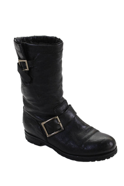 Jimmy Choo Womens Leather Mid-Calf Boots Black Size 36 6