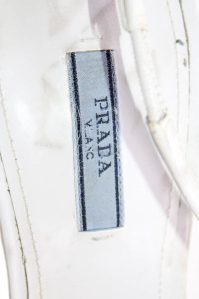 Prada Women's Pointed Toe Kitten Heel Slingback Sandals White Size 36