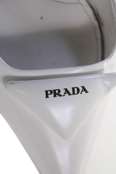 Prada Women's Pointed Toe Kitten Heel Slingback Sandals White Size 36